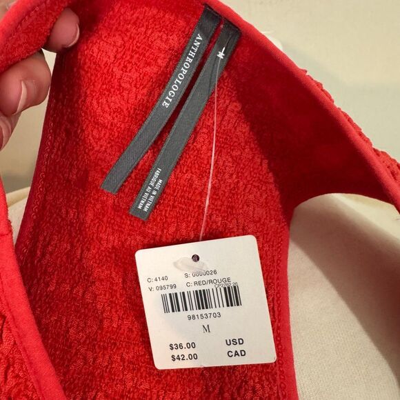 Anthropologie Textured Racerback Tank in Red | Medium | New NwT - Picture 8 of 10